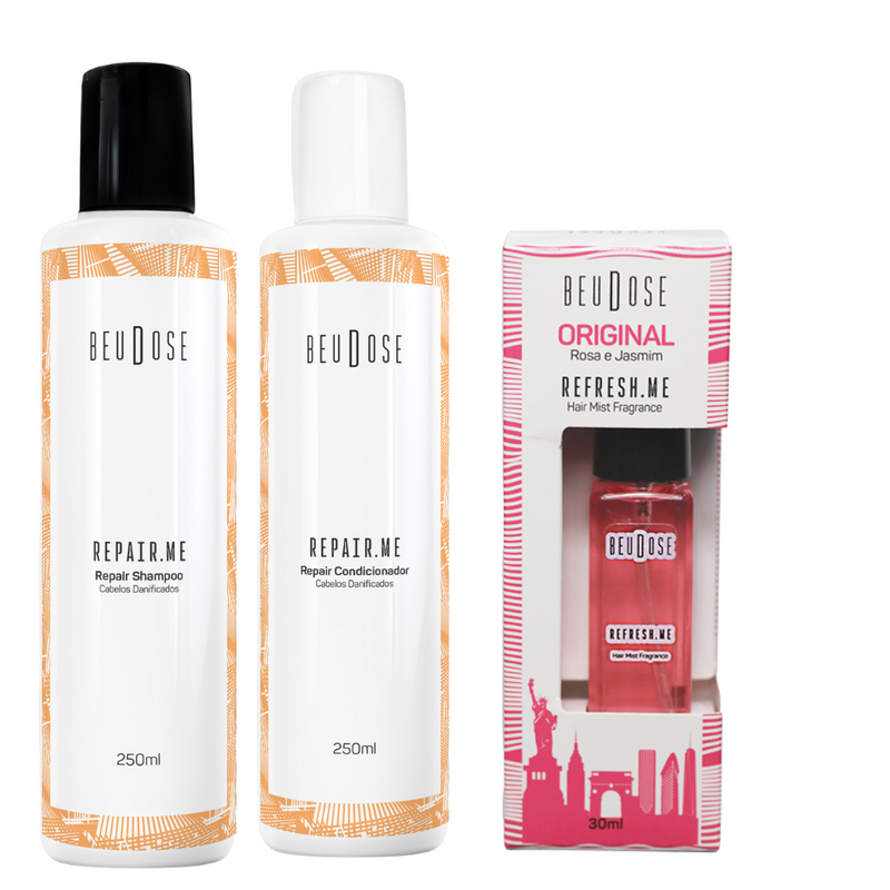 Kit Reparação - Shampoo 250ml, Condicionador 250ml e Perfume Capilar 30ml