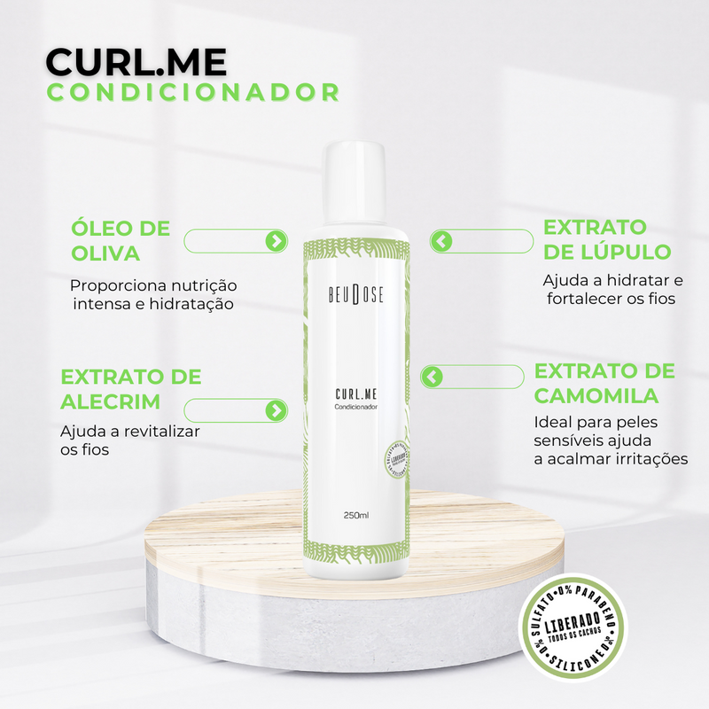 Condicionador CurlMe 250ml - Hidratação Intensa e Definição de Cachos