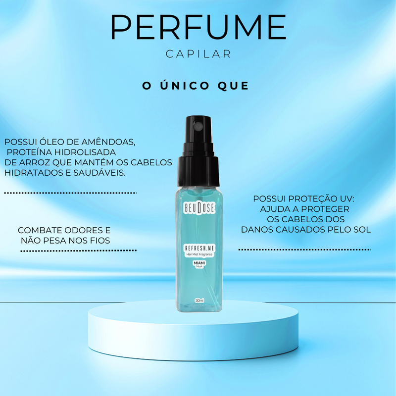 Perfume Capilar Refresh.Me Miami  Musk 30ml - Fragrância Elegante para Cabelos